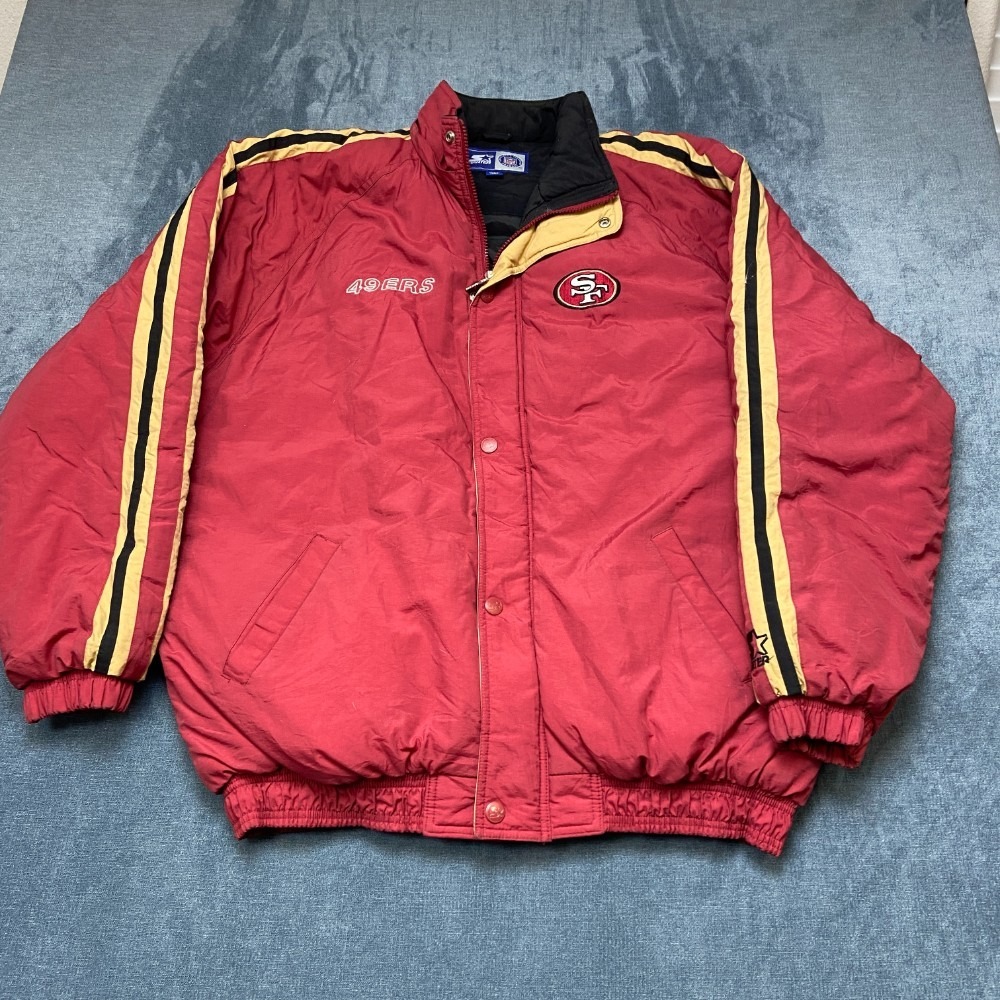 VTG Starter San Francisco 49ers Football Bomber Jacket Mens XL Red